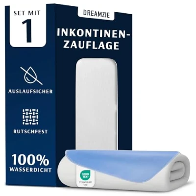 Abbildung von Dreamzie Inkontinenzunterlage Waschbar 90 x 160 cm Matratzenschoner Saugfähig und Wasserdicht Inkontinenz Bettunterlage