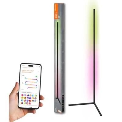 Abbildung von Ledvance WIFI LED Stehleuchte RGBW, weiß 2700 6500k, 14W, 200lm, 1400mm, App oder Sprachassistent wie Alexa, Google und co. SMART FLOOR Corner Für Innenanwendung