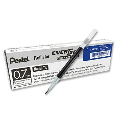 Abbildung von Pentel LRP7 CX DZ Nachfüllmine für EnerGel Document BLP77, 12 Stück, 0,7 mm Kugeldurchmesser = 0,35 Strichstärke, blau