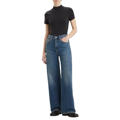 Abbildung von Levi&#039;s Ribcage WIDE LEG Jeans Relaxed Fit darkblue denim, Damen, Größe: 25x34, Dark blue denim