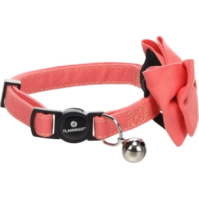 Abbildung von Flamingo Halsband Mit Schleife Lomi Zartrosa 20 35cm x 10mm 2mm, Abnehmbarem Schleifchen und Katzenbändchen für Katzen