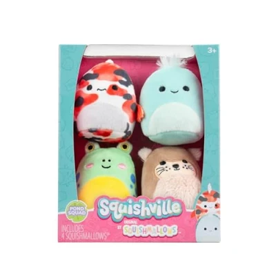 Abbildung von Squishville SQM0505 4er Pack Teich Squad, superweiche Mini Squishmallows, 5cm Plüschfiguren