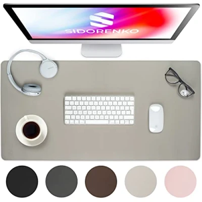 Abbildung von Sidorenko Schreibtischunterlage Mousepad 80x40cm Büro Zubehör Desk Mat in Hellgrau aus PULeder, rutschfeste Kinder, Schreibtisch Deko, Unterlage und Tischunterlage