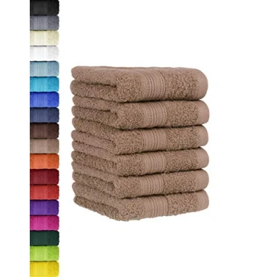 Abbildung von BaSaTex 6er Pack Handtuch Set für Gäste Handtücher mit Aufhängeschlaufe aus weicher Baumwolle in 30x50 cm Gästetücher die Händereinigung Öko Tex Standard 100 Zertifiziert Sandfarben