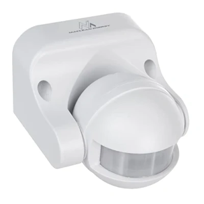 Abbildung von Maclean MCE358 Infrarot Bewegungssensor 180 PIR mit Dämmerungssensor IP44 für Innen und Außen bis 12m Reichweite Belastung 300/1200W (Weiß)