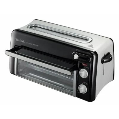 Abbildung von Tefal Toast n’ Grill TL6008 2 in 1 Toaster und Mini Ofen Sehr energieeffizient schnell 1300 Watt 43.5 x 28.5 22.5 cm Schwarz/ Alu matt 220 240V 50 60Hz