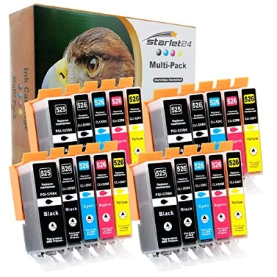 Abbildung von D&amp;C 20 Druckerpatronen mit Chip, kompatibel Canon PGI 525 CLI 526 für Pixma IP4850 IP4950 IX6550 MG5140 MG5150 MG5240 MG5250 MG5340 MG5350 MX715 MX885 MX895