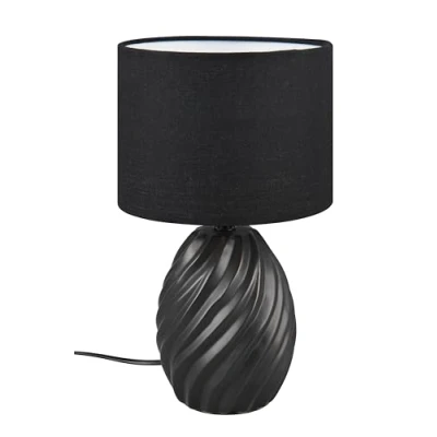 Abbildung von Reality Leuchten Tischleuchte Melva R51771032, Fuß Keramik Schwarz matt, Schirm Stoff Schwarz, exkl. 1x E14