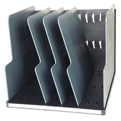 Abbildung von Exacompta 390714D Organizer Modulotop mit 5 Trennwänden aus Recycling Kunstsoff Für DIN A4 Dokumente schwarzgrau. Ordner Ringbücher Postmappen und Hefter Sorter Vertikal Blauer Engel