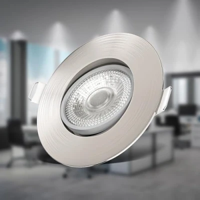 Abbildung von B.K.Licht 6er Set LED Einbaustrahler 230V, stufenlos dimmbar, schwenkbar, Lochmass 68mm, flach, Spot, Deckenspots, Spots, Einbauleuchten, Einbauspots, Lampen, 90x24 mm, Matt Nickel