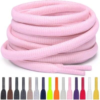 Abbildung von Miscly Schnürsenkel Oval, Reißfest für Sportschuhe, Sneaker und Laufschuhe 100% Polyester Ø 6mm (91 cm, Rosa)