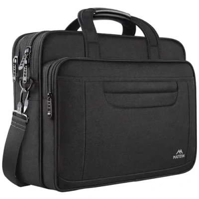 Abbildung von MATEIN Laptoptasche 15,6 Zoll, Laptop Tasche Aktentasche Herren Notebook, Computer Multifunktionale Business Schulter für Männer Frauen Umhänge, Schwarz