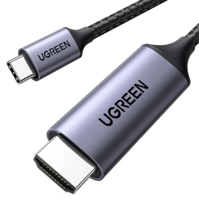 Abbildung von UGREEN USB C auf HDMI Kabel 4K 60Hz 2m Thunderbolt 3/USB 3.1 UHD Geflochten Aluminium kompatibel mit iPhone 16 15 MacBook Pro 2021 iPad Pro/Air, Galaxy S23 Ultra usw.（1M）