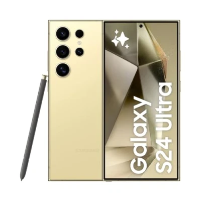 Abbildung von Samsung Galaxy S24 Ultra AI Smartphone, Android Handy ohne Vertrag, 12GB RAM/512GB Speicher, 200 MP Kamera, S Pen, Lange Akkulaufzeit, Titanium Yellow, 3 Jahre Herstellergarantie
