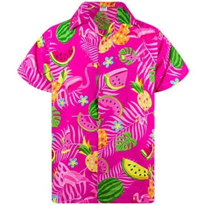 Abbildung von King Kameha Funky Hawaii Hemd, Herren, Kurzarm, Flamingo Melon, Pink, XL