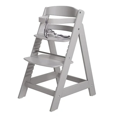 Abbildung von roba Treppenhochstuhl Sit Up III Mitwachsender Baby Hochstuhl ab 6 Monaten Kinderhochstuhl aus Holz taupe Stuhl bis 50 kg belastbar, 1 Stück (1er Pack)