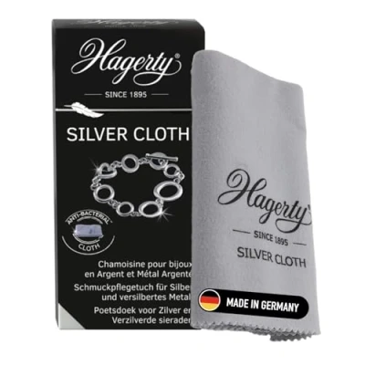Abbildung von Hagerty Silver Cloth Schmuck Reinigungstuch 36x30cm I imprägniertes Tuch aus Baumwolle effektives Silberputztuch mit Anlaufschutz zur Reinigung von Silberschmuck und Versilbertem