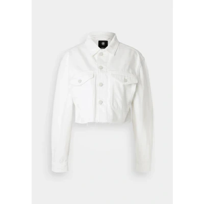 Abbildung von G Star Cropped Wander Jacket Destroyed Jeansjacke, Damen, Größe: Medium, Light chalk
