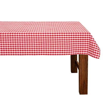 Abbildung von FILU Tischdecke 140 x 220 cm Rot/Weiß kariert (Farbe und Größe wählbar) hochwertig gefertigtes Tischtuch aus 100% Baumwolle