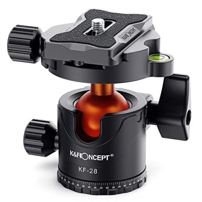 Abbildung von K&amp;F Concept Kugelkopf Stativkopf, Kamera mit 1/4 Zoll Schnellwechselplatte und Wasserwaagee, 10 kg Tragkraft, für Stativ, Einbeinstativ, Slider, Spiegelreflexkamera