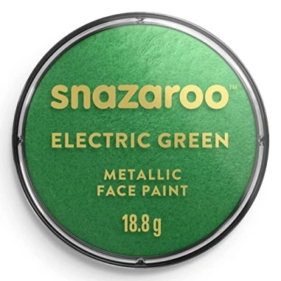 Abbildung von Snazaroo 1118422 Kinderschminke, hautfreundliche hypoallergene Gesichtschminke auf Wasserbasis, wasservermalbar, parabenfrei, 18ml Topf Grün metallic
