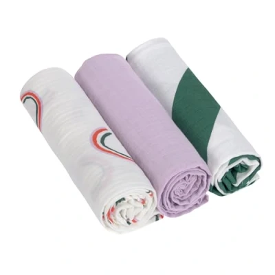 Abbildung von LÄSSIG Baby Puckdecke Spuckdecke Pucktuch Mulltuch 3er Set Baumwolle 85 x cm/Swaddle &amp; Burp Blanket L Happy Rascals Lavender