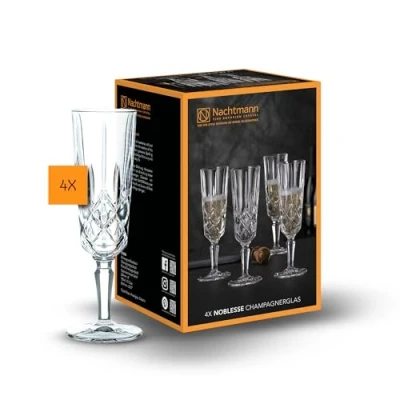 Abbildung von Nachtmann Champagner Gläser 4er Set, 150 ml, Noblesse, 104248, Sektgläser aus Kristallglas, spülmaschinenfest, Made in Germany