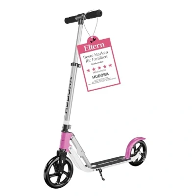Abbildung von HUDORA BigWheel Pure Scooter Stabiler Aluminium Roller mit Ständer Höhenverstellbarer &amp; zusammenklappbarer Cityroller für bis zu 100kg Tretroller Jugendliche und Erwachsene