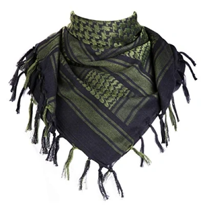 Abbildung von FREE SOLDIER Halstuch/Kopftuch Shemagh,Palituch Taktischer Schal Arabischer Wüsten Schals Herren Palästinenser Arafat Tuch, 110 * 110cm,(Schwarz Grün)