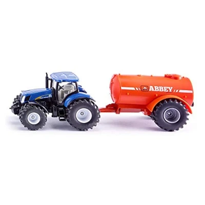 Abbildung von SIKU 1945, Traktor mit Ein Achs Güllefass, 1:50, Metall/Kunststoff, Blau/Orange, Kombinierbar Modellen im gleichen Maßstab