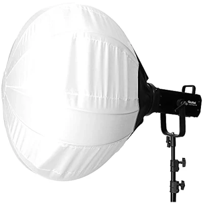 Abbildung von Rollei Ballon Softbox mit Licht Kontrollvorhang, 65cm runder Lichtformer Bowens S Type Bajonett für Studioblitz Geräte und LED Dauerlichter, 28196