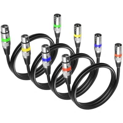 Abbildung von 4Pack DMX Kabel 1m 3 Pin Cable XLR Kabel, Mikrofonkabel Stecker auf Busche, Signalkabel Licht
