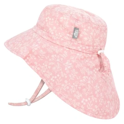 Abbildung von Jan &amp; Jul Mädchen Baumwoll Sonnenhut mit Nackenschutz, Strandhut breiter Krempe für Babys (S: 0 6 Monate, Pink Prairie)