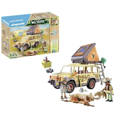 Abbildung von PLAYMOBIL Wiltopia 71293 Mit dem Geländewagen bei den Löwen, abenteuerliche Tierverarztung in der Savanne, Lernspielzeug aus nachhaltigem Material, Spielzeug für Kinder ab 4 Jahren