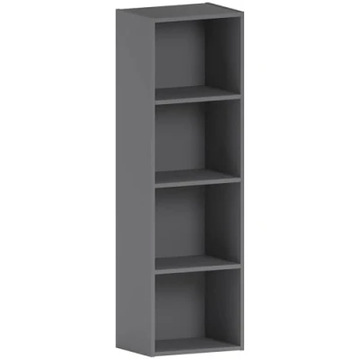 Abbildung von Vida Designs Oxford Bücherregal mit 4 Ebenen, Würfelform, graues Holzregal, Aufbewahrungseinheit, Büro, Wohnzimmermöbel, Grau
