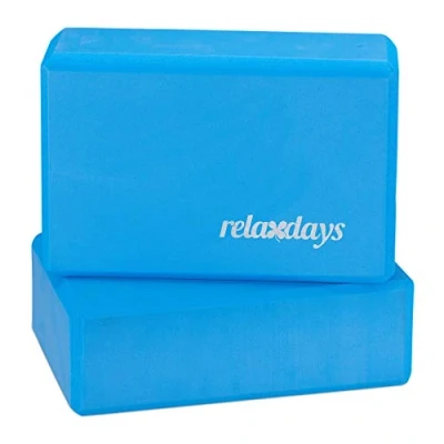 Abbildung von Relaxdays Yogablock im 2er Set, Yoga Klötze für Übungen, Hartschaum, rutschfest, Würfel HBT 8x23x15 cm, blau