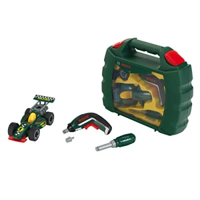 Abbildung von Theo Klein 8395 Werkzeugkoffer Set Bosch Grand Prix mit Ixolino Akkuschrauber Schraubbarer Rennwagen Maße: 32 cm x 26 9 Spielzeug für Kinder ab 3 Jahren