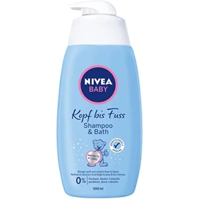 Abbildung von NIVEA BABY Kopf bis Fuss Shampoo &amp; Bad (500 ml), mildes Babyshampoo Duschgel mit beruhigender Kamille, sanftes Duschbad für Haut und Haare Augenschutz