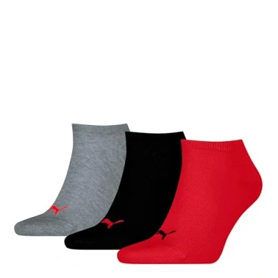 Abbildung von PUMA Unisex Plain Sneaker Sock, Black/red New, 35/38 (3er Pack)