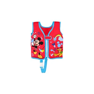 Abbildung von Bestway Swim Safe ABC Disney Junior Schwimmweste mit Textilbezug Stufe B Mickey &amp; Friends, 1 3 Jahre, Rot