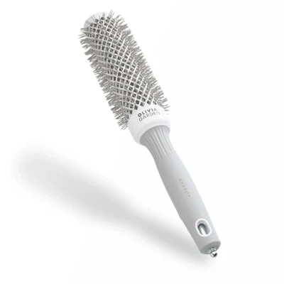 Abbildung von Olivia Garden Expert Blowout Speed Weiß &amp; Grau 35 Keramik Rundbürste mit extra langem Barrel für 25% schnellere Blowouts