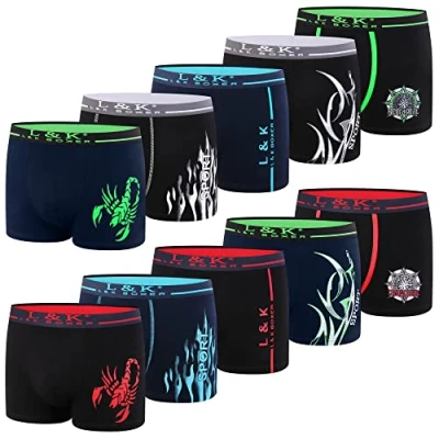 Abbildung von L&amp;K 10er Pack Herren Boxershorts Men Retroshorts mit tollem Muster Sommer 2022 Baumwolle L 1102