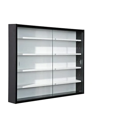 Abbildung von Inter Link Sammlervitrine Hängevitrine Wandregal Glasvitrine Wandvitrine Hängeregal Schaukasten MDF Schwarz/Weiß (80x60x9.5 cm) Collecty Schwarz