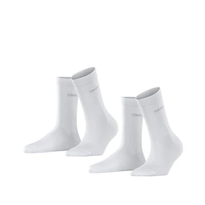 Abbildung von ESPRIT Damen Socken Uni 2 Pack W SO Baumwolle einfarbig Paar, Weiß (White 2000), 39 42