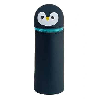 Abbildung von Puckator Federmäppchen aus Silikon Süße Tiere Pinguin, Mehrfarbig, Rohr
