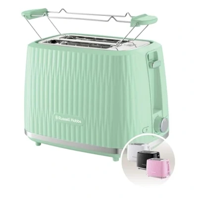 Abbildung von Russell Hobbs Toaster [für 2 Scheiben] Eden (6 Bräunungsstufen, Hebefunktion, Auftau , Aufwärm &amp; Stoppfunktion, Krümelschublade, Brötchenaufsatz, Pistazie 27374 56