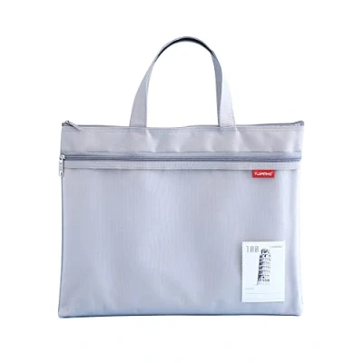 Abbildung von A4 Dokumententasche Zip Beutel Tragetasche Nylon Mesh Wasserdichte Doppel Reißverschluss Klein Etiketten Schüler Büro Liefert Reisetasche Grau