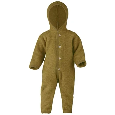 Abbildung von Engel Overall mit Kapuze, 100% Schurwolle Fleece, Natur, Gr. 50/56 86/92, 4 Farben (62/68, Safran melange)