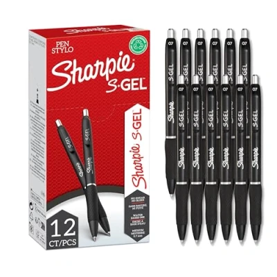 Abbildung von SHARPIE S Gel Gelstifte mittlere Spitze (0,7 mm) Gelschreiber mit schwarzer Tinte 12 Stück