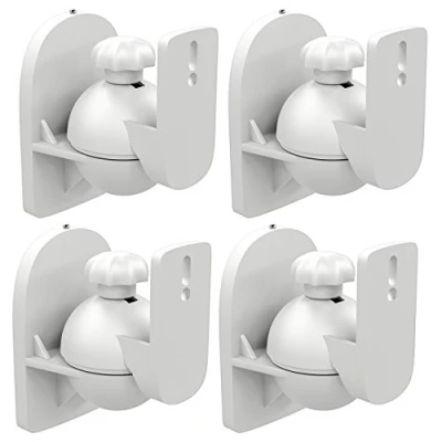 Abbildung von deleyCON 4X Universal Lautsprecher Wandhalterung Halterung Boxen Halter Schwenkbar + Neigbar bis 3,5Kg Deckenmontage Wandmontage Weiß